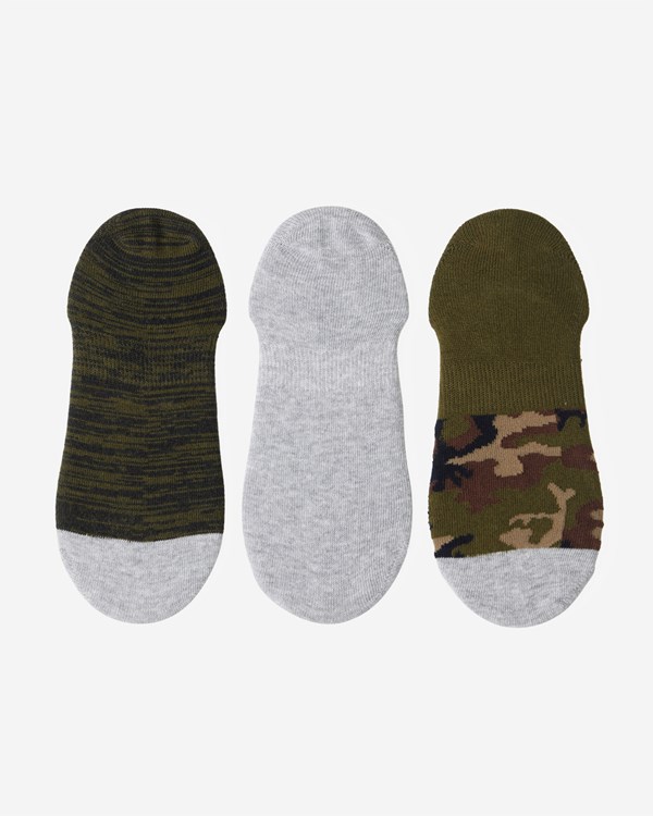 Billabong 3-Pack Camo No-Show Socks Zelene | MDGTZY-782