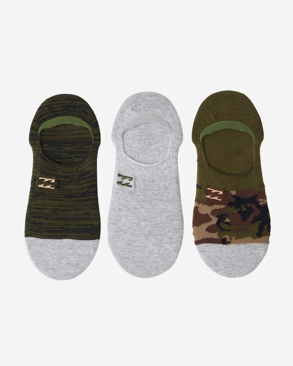 Billabong 3-Pack Camo No-Show Socks Zelene | MDGTZY-782