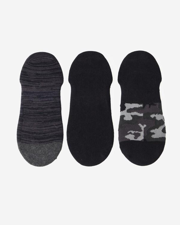 Billabong 3-Pack Camo No-Show Socks Černé | KSYXFJ-486