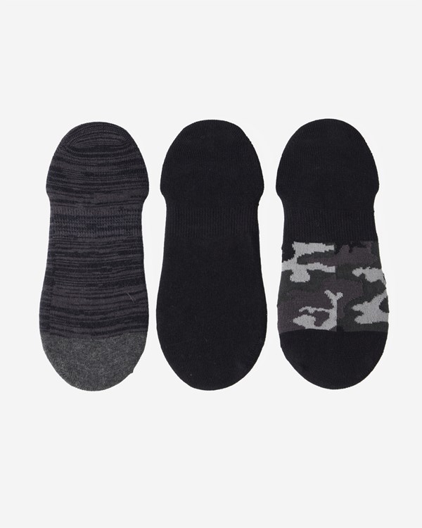 Billabong 3-Pack Camo No-Show Socks Černé | KSYXFJ-486