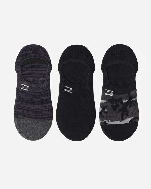 Billabong 3-Pack Camo No-Show Socks Černé | KSYXFJ-486
