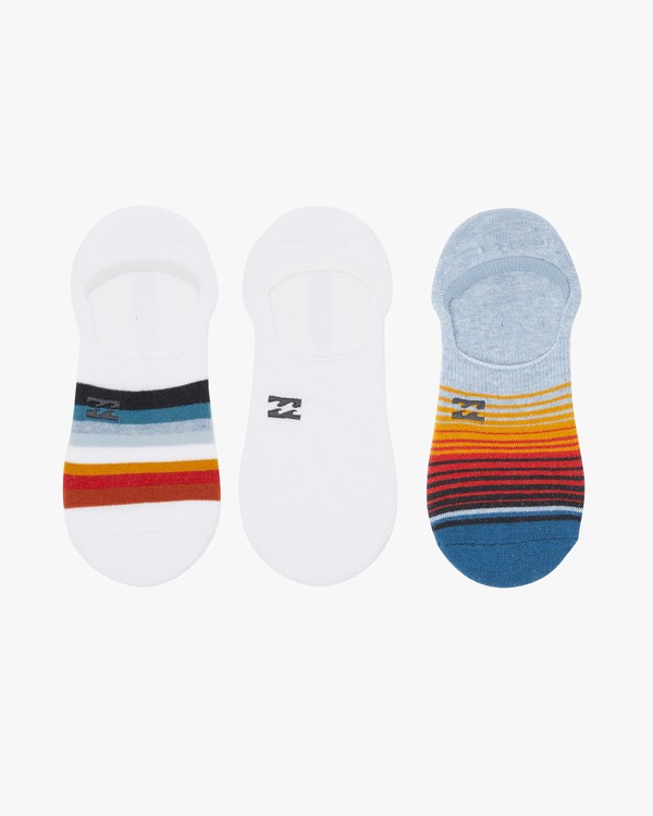 Billabong 3 Pack Faded Stripe No-Show Socks Bílé | CQMNSL-419