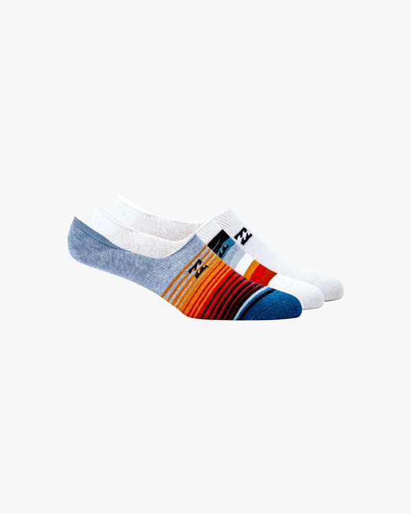 Billabong 3 Pack Faded Stripe No-Show Socks Bílé | CQMNSL-419