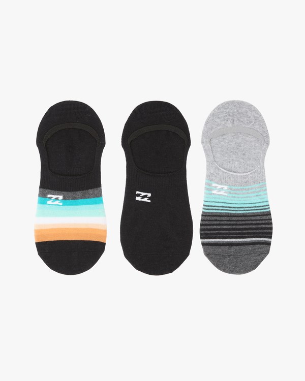 Billabong 3 Pack Faded Stripe No-Show Socks Černé | IWHGQR-864