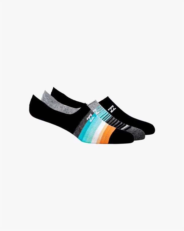 Billabong 3 Pack Faded Stripe No-Show Socks Černé | IWHGQR-864