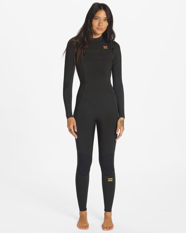 Billabong 4/3 Synergy Chest Zip Full Wetsuit Černé | LZIXHS-617