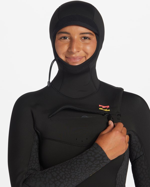 Billabong 5/4 Synergy S Kapucí Chest Zip Full Wetsuit Černé | GLCPZD-091