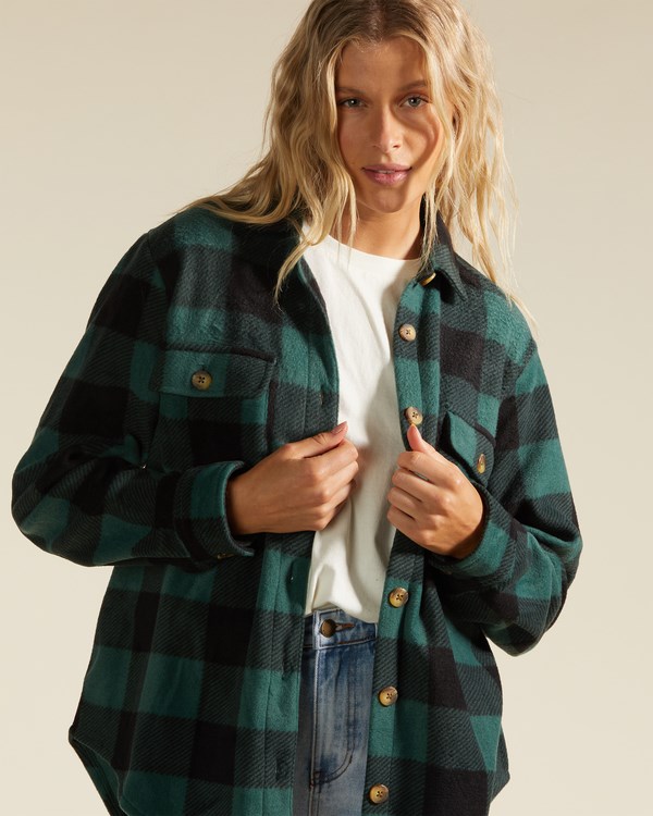 Billabong A/Div Forge Fleece Flannel Shacket Evergreen | AULYZJ-745