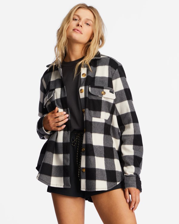 Billabong A/Div Forge Fleece Flannel Shacket White/Black 1 | YVTDCR-648