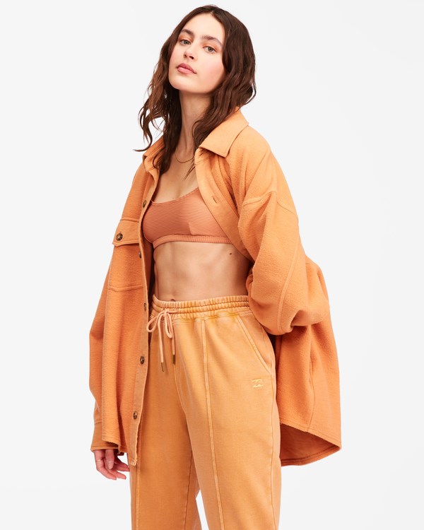 Billabong Any Time Shacket Button-Down Jacket Toffee | QHJUEO-804