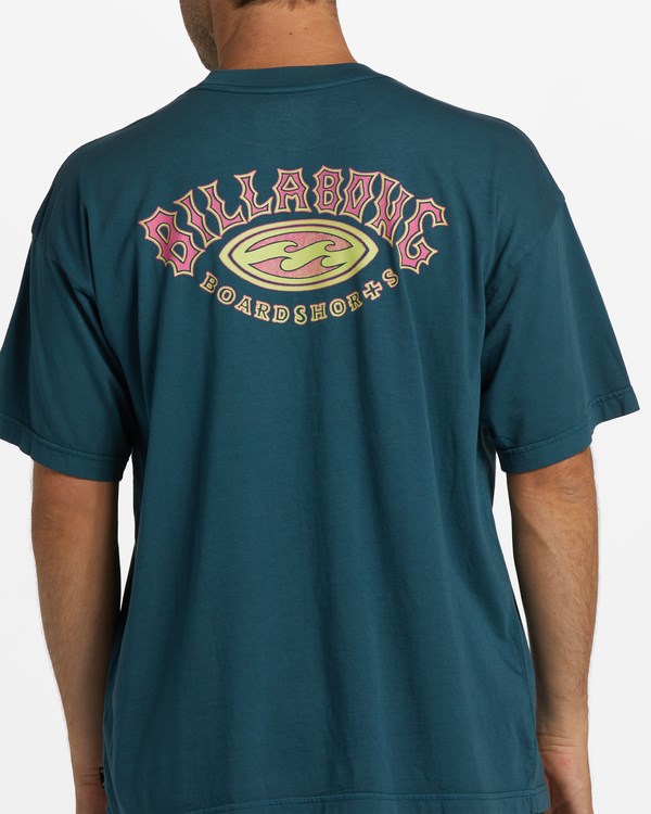 Billabong Arch Wave Washed Krátké Sleeve T-Shirt Slate Marine | CQZHMA-496
