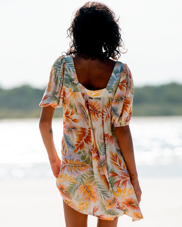 Billabong Bay Side Babydoll Šaty White/Multi | LFBPEQ-735