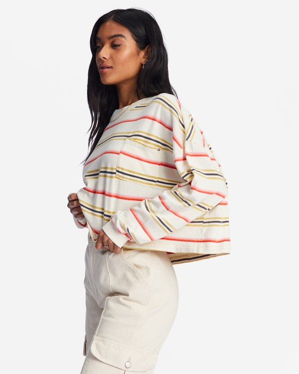Billabong Beach Boyfriend Boxy Long Sleeve T-Shirt Bílé | JRSKIG-526