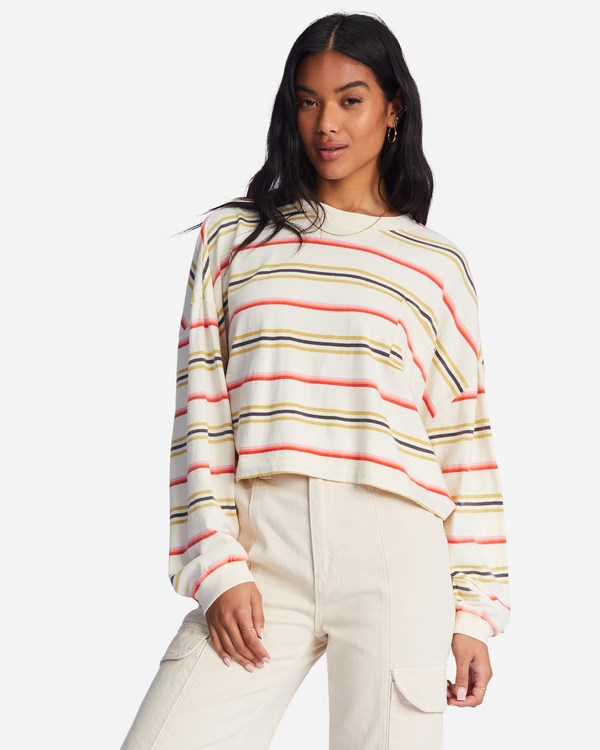 Billabong Beach Boyfriend Boxy Long Sleeve T-Shirt Bílé | JRSKIG-526