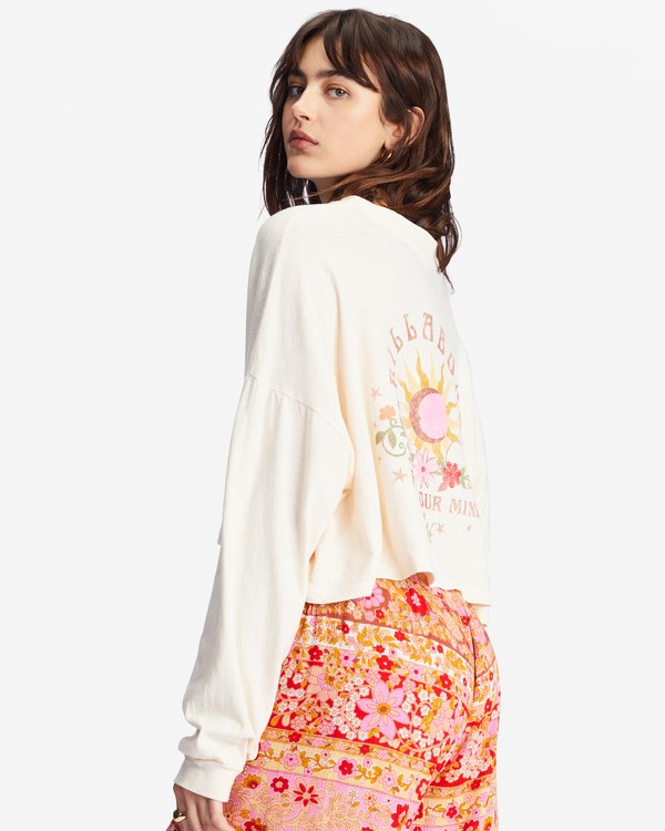 Billabong Beach Boyfriend Long Sleeve Crop Top Bílé | GMYRJZ-407