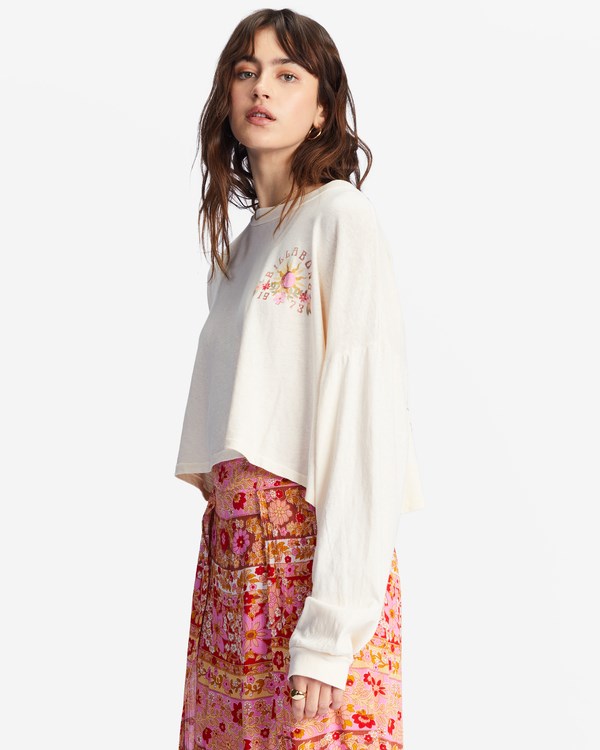 Billabong Beach Boyfriend Long Sleeve Crop Top Bílé | GMYRJZ-407