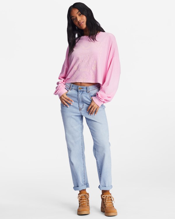 Billabong Beach Boyfriend Long Sleeve Crop Top Růžové | ZRKHEG-021