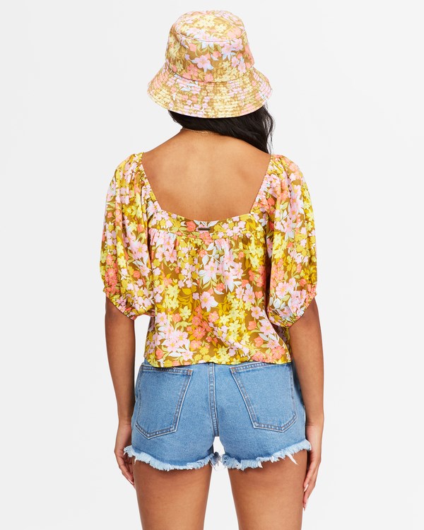 Billabong Beach Daze Puff Sleeve Crop Top Moss | VKTAEL-827