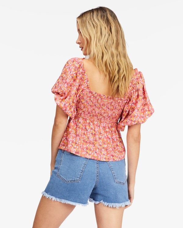 Billabong Beachy Babe Puff Sleeve Crop Top Koralove | QZYWMO-162