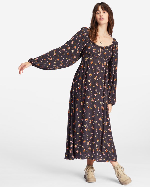 Billabong Better Days Long Sleeve Midi Šaty Černé | UENIZT-780
