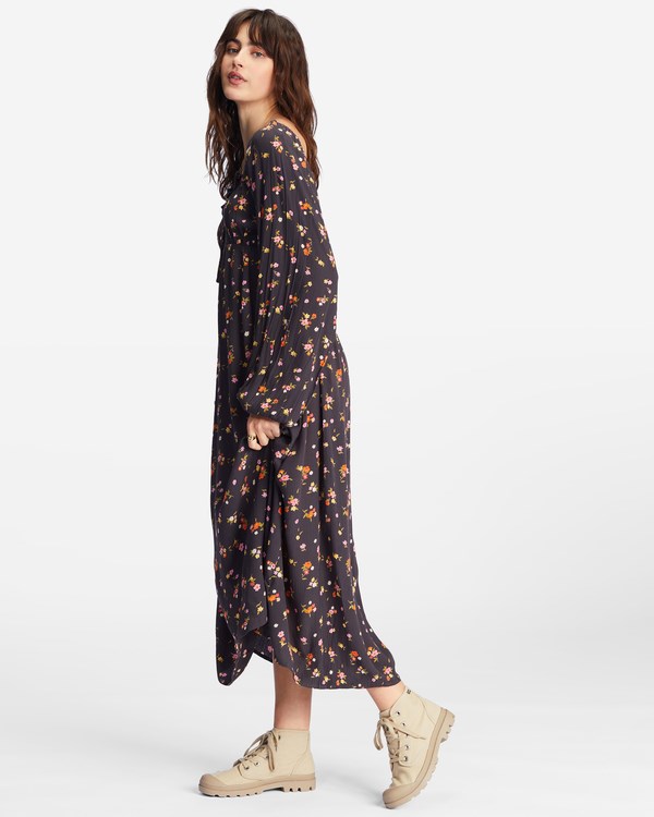 Billabong Better Days Long Sleeve Midi Šaty Černé | UENIZT-780