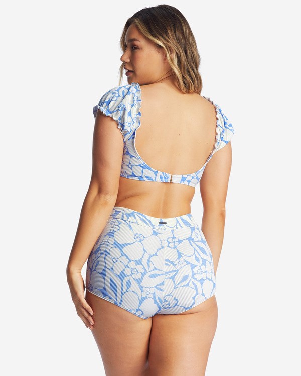 Billabong Beyond The Blue Puff Sleeve Crop Bikiny Top Salt Crystal | WYECGZ-516