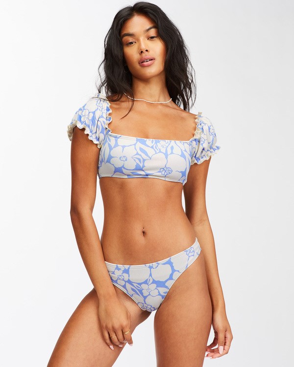 Billabong Beyond The Blue Puff Sleeve Crop Bikiny Top Salt Crystal | WYECGZ-516