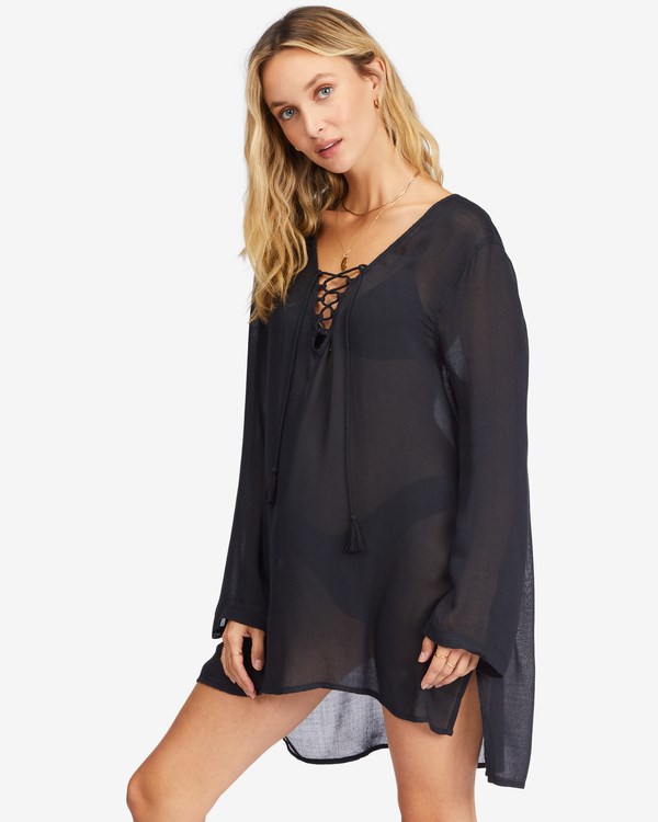 Billabong Blue Skies Gauze Beach Cover-Up Černé | OPTWAM-873