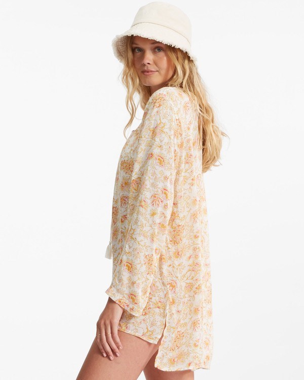 Billabong Blue Skies Gauze Beach Cover-Up White/Multi | WGIODZ-659