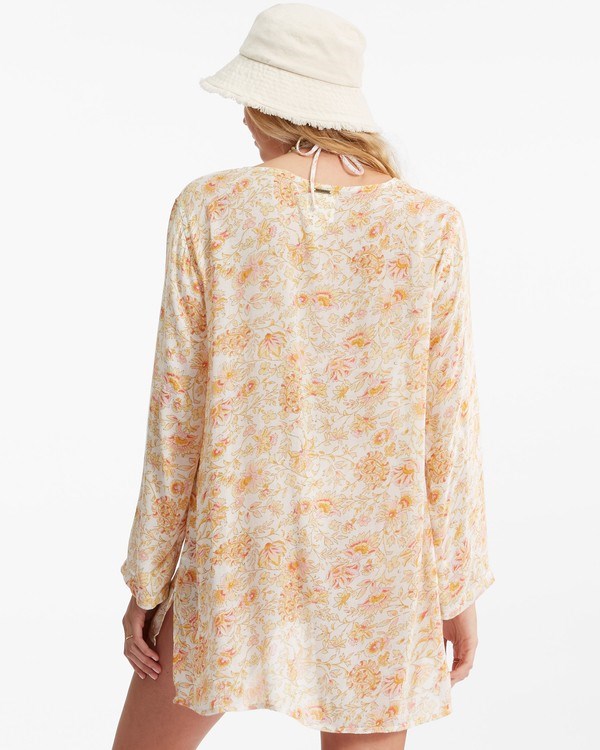 Billabong Blue Skies Gauze Beach Cover-Up White/Multi | WGIODZ-659