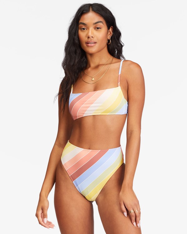 Billabong Brighter Daze Square Ruched Bralette Bikiny Top Multi | IRCDJE-381