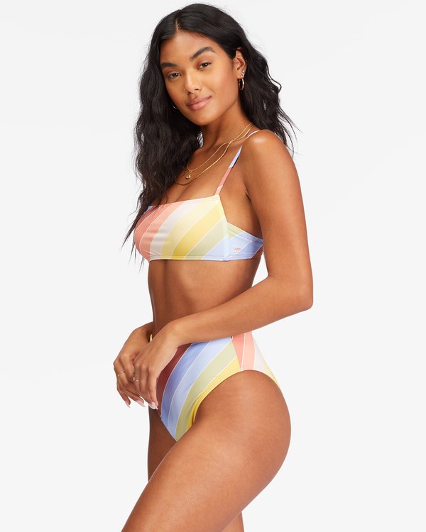 Billabong Brighter Daze Square Ruched Bralette Bikiny Top Multi | IRCDJE-381