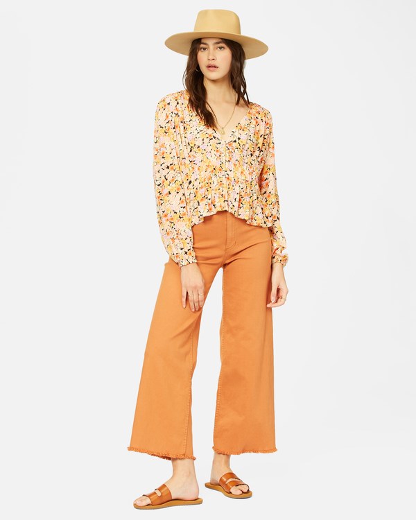 Billabong Catching Feelings V-Neck Long Sleeve Top Multi | XKQYUL-610