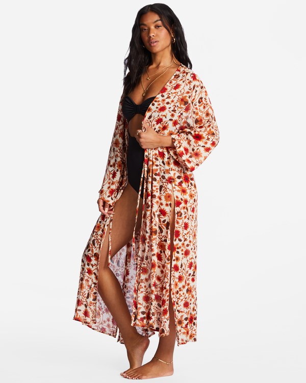 Billabong Cosmic Dreamer Kimono Beach Cover-Up Bílé | XLQFKI-481