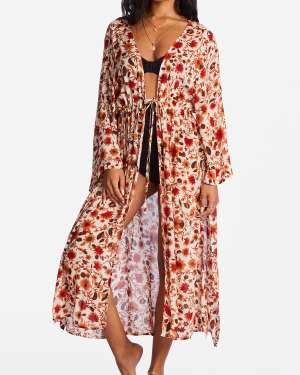 Billabong Cosmic Dreamer Kimono Beach Cover-Up Bílé | XLQFKI-481