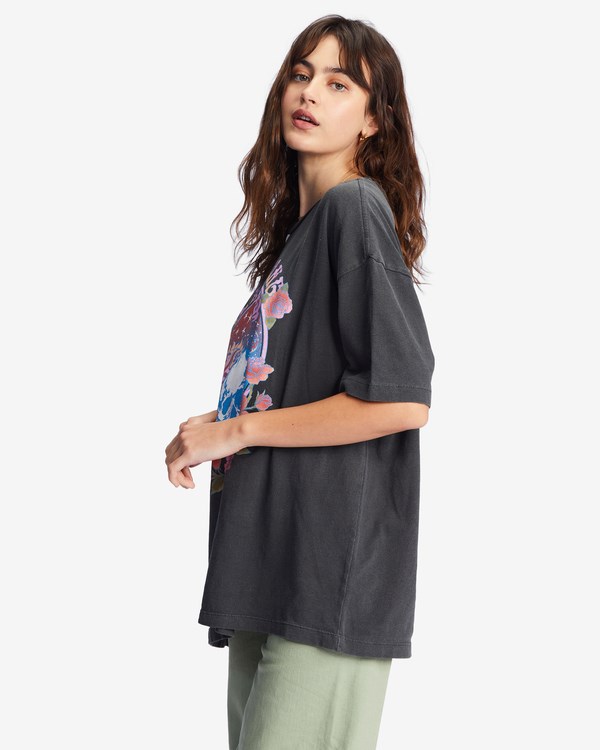 Billabong Cosmic Garden Oversized Grafická Boyfriend T-Shirt Černé | NLEBYH-769