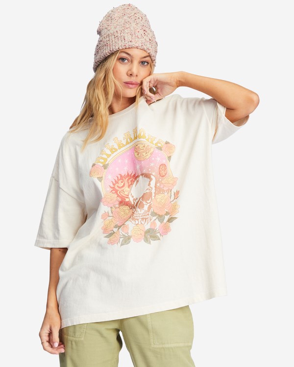 Billabong Cosmic Garden Oversized Grafická Boyfriend T-Shirt Bílé | SQRLUG-893