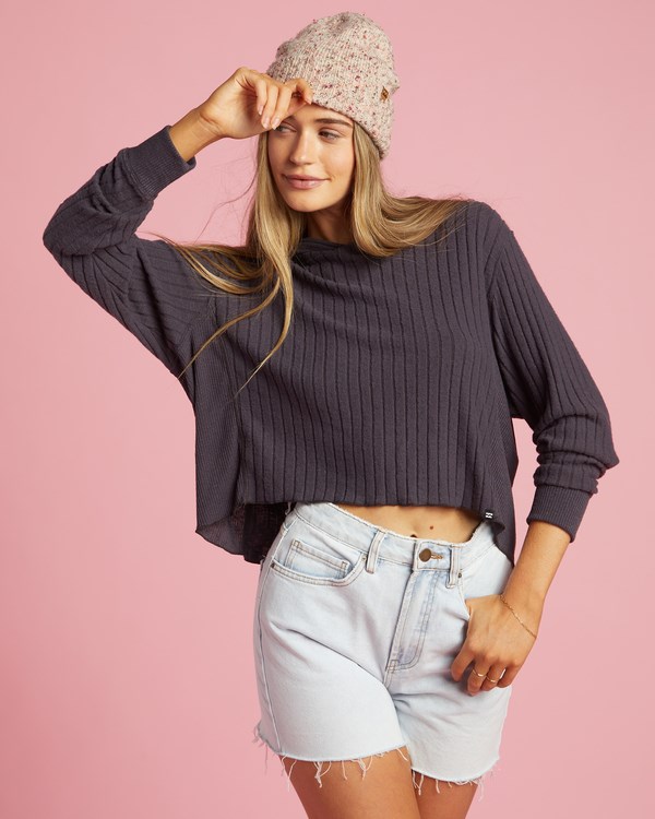 Billabong Cozy Falls S Kapucí Long Sleeve Top Černé | ODLQUS-903