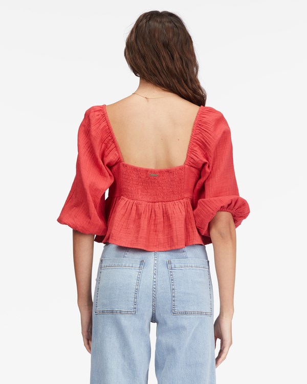Billabong Cross My Heart Puff Sleeve Crop Top Tmavě | LACKOP-354