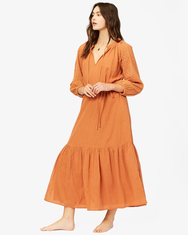 Billabong Crystal Cove Midi Shift Šaty Bronze | OFVSPI-769