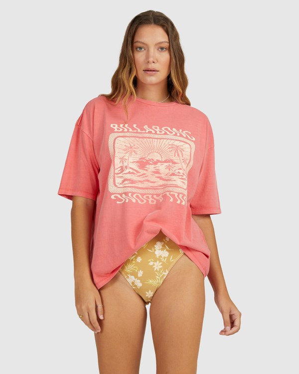 Billabong Dream Island Grafická Boyfriend T-Shirt Červené | KNTHFM-160