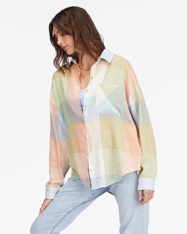 Billabong Easy Breezy Long Sleeve Button-Up Shirt Multi | IDAPSF-260