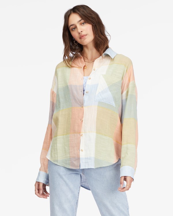 Billabong Easy Breezy Long Sleeve Button-Up Shirt Multi | IDAPSF-260