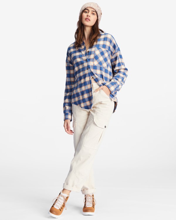 Billabong Easy Breezy Long Sleeve Button-Up Shirt Indigo | QFYNPX-496