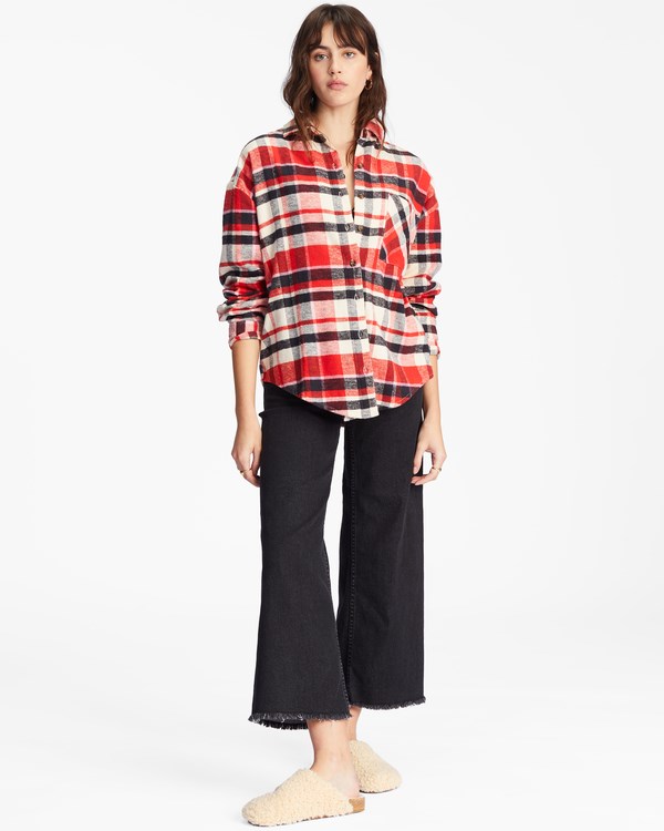Billabong Easy Breezy Long Sleeve Button-Up Shirt Červené | WKZADO-854