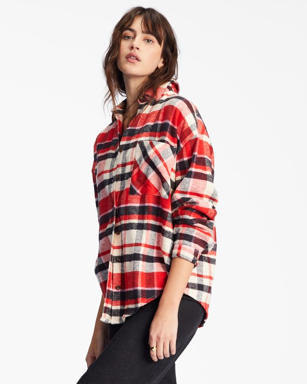 Billabong Easy Breezy Long Sleeve Button-Up Shirt Červené | WKZADO-854