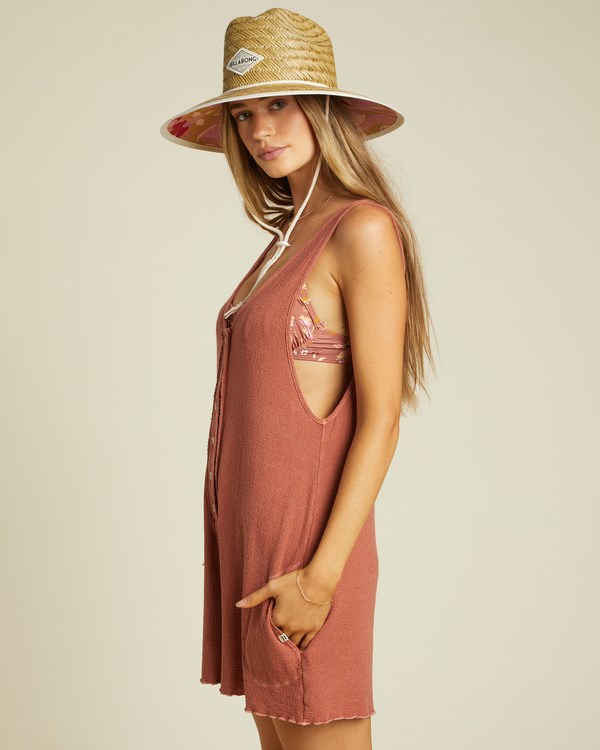 Billabong Fade Away Button-Up Knit Romper Čokolády | CXLTRI-605
