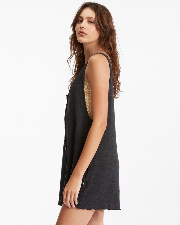 Billabong Fade Away Button-Up Knit Romper Černé | KQAVCT-175