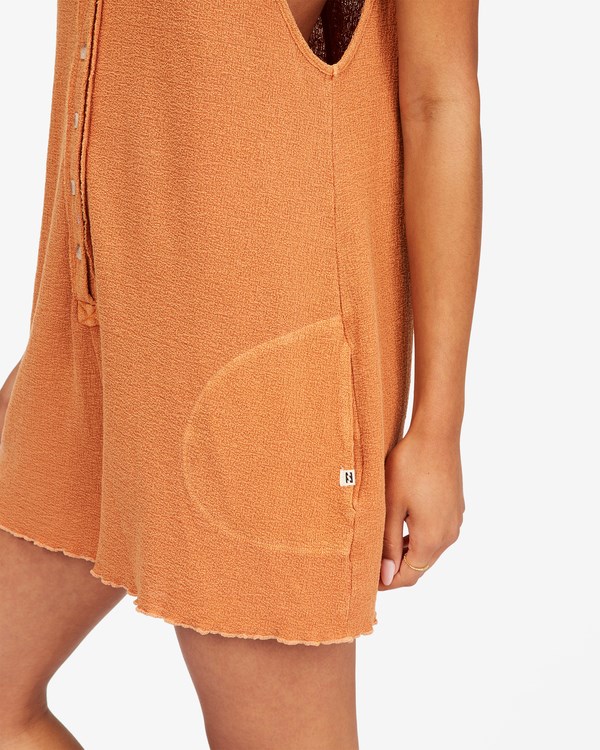 Billabong Fade Away Button-Up Knit Romper Toffee | PHCOJN-120