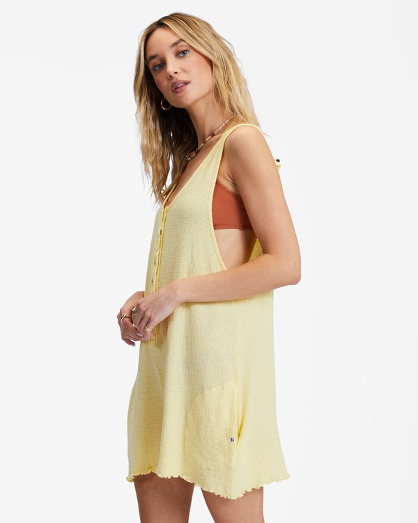 Billabong Fade Away Button-Up Knit Romper Pina Colada | XMUTQV-802